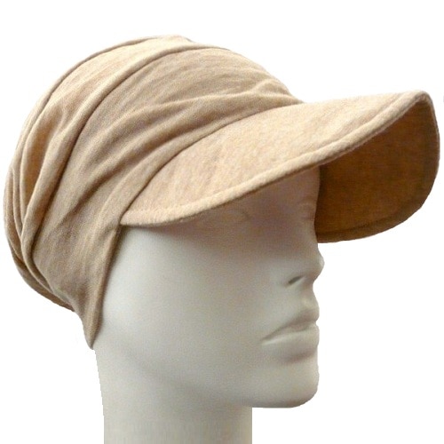 【抗がん剤治療】【医療用帽子】【ケア帽子】 段々キャスケット：茶