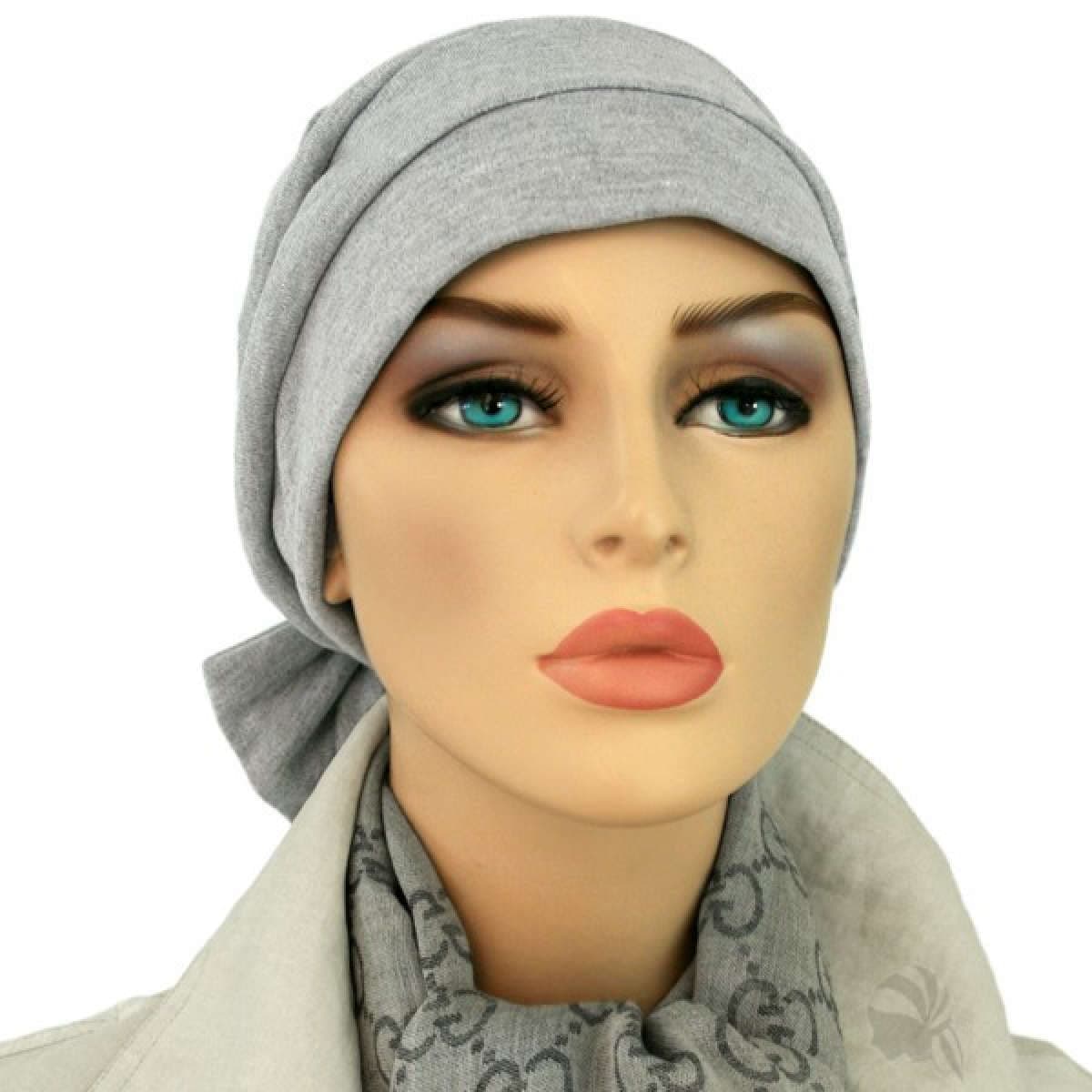 【抗がん剤治療】【医療用帽子】【ケア帽子】 スカーフ風ケアキャップ：グレー