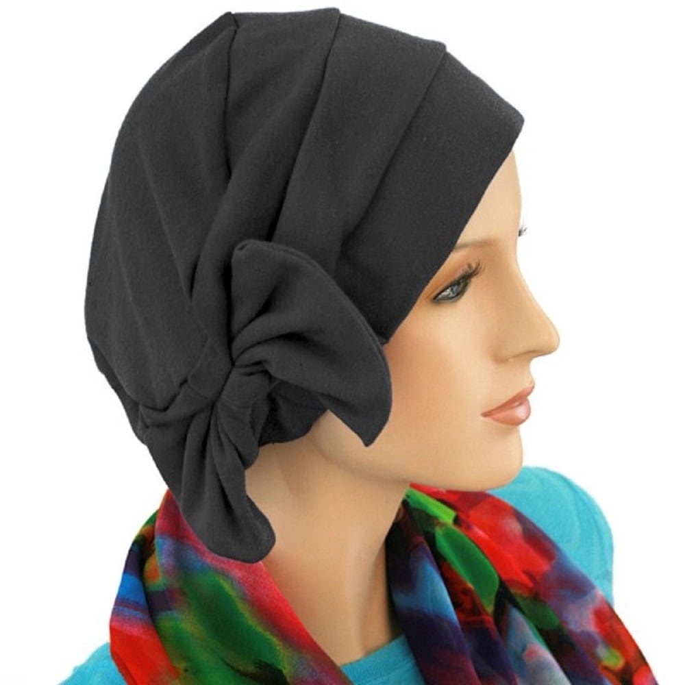 【抗がん剤治療】【医療用帽子】【ケア帽子】 スカーフ風ケアキャップ：ブラック