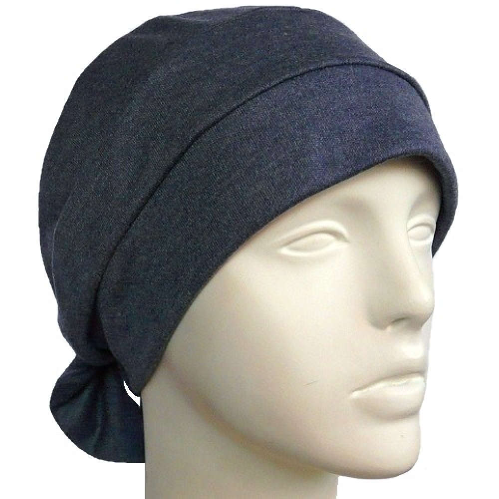 【抗がん剤治療】【医療用帽子】【ケア帽子】 スカーフ風ケアキャップ：アッシュブルー