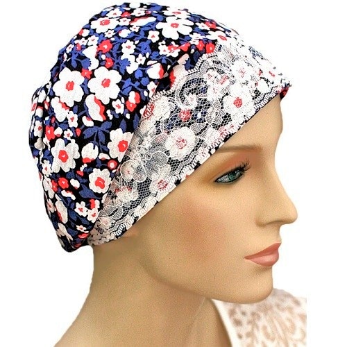 【抗がん剤治療】【医療用帽子】【ケア帽子】 レースキャップ：ガーデンレース