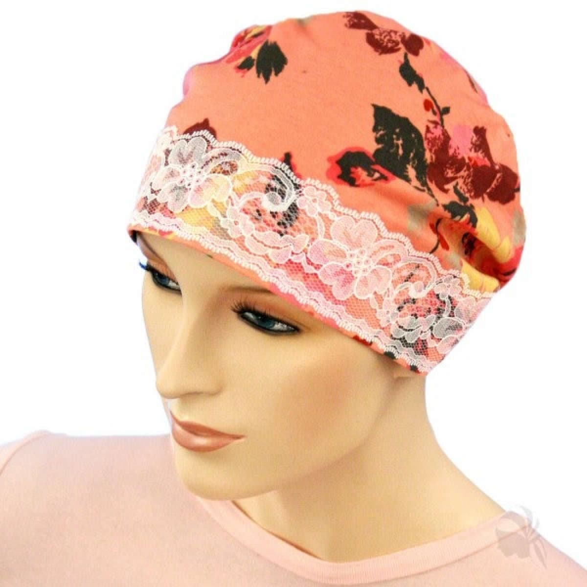 【抗がん剤治療】【医療用帽子】【ケア帽子】 レースキャップ：オーキッドレース