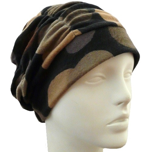 【抗がん剤治療】【医療用帽子】【ケア帽子】 タックキャップ：ブラウンドット