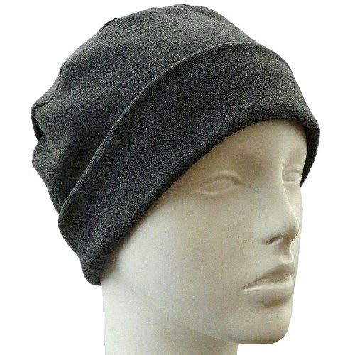 【抗がん剤治療】【医療用帽子】【ケア帽子】 ロールアップ：ダークグレー