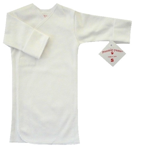 【未熟児】【低出生体重児】【早産児】【NICU】用 ベビー服：長袖長肌着 ホワイト