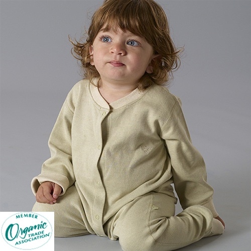 【アトピー】【敏感肌】【皮膚炎】　100％オーガニックコットン：長袖カバーオール　ピスタチオ　（0-12か月）