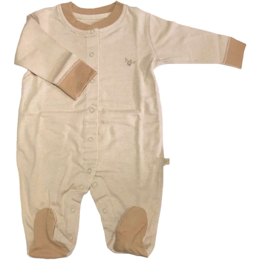 【アトピー】【敏感肌】【皮膚炎】　100％オーガニックコットン：長袖カバーオール　ウィート　（0-3か月）