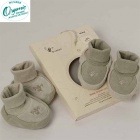 【アトピー】【敏感肌】【皮膚炎】 100％オーガニックコットン：ブーティーソックス グリーンティ 2足セット 3-6か月|ベビー（0-2歳）|アトピー/皮膚炎