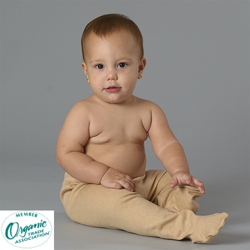 【アトピー】【敏感肌】【皮膚炎】　100％オーガニックコットン：足つきレギンス　ウィート　（0-6か月）
