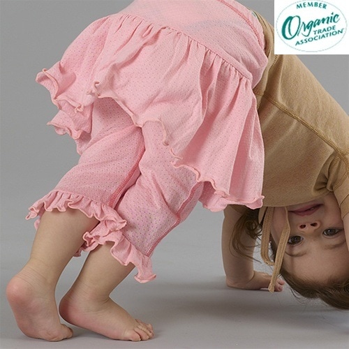 【アトピー】【敏感肌】【皮膚炎】　100％オーガニックコットン：スカートレギンス　ローズ　（6-24か月）