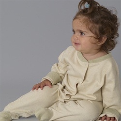 【アトピー】【敏感肌】【皮膚炎】　100％オーガニックコットン：長袖カバーオール　グリーンティ　（6-12か月）