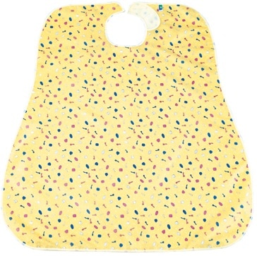 【介護エプロン】 お食事用ディナーエプロン：食器クリーム