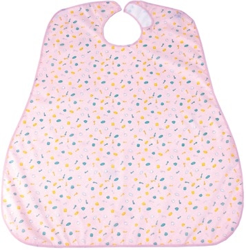 【介護エプロン】 お食事用ディナーエプロン：食器ピーチ