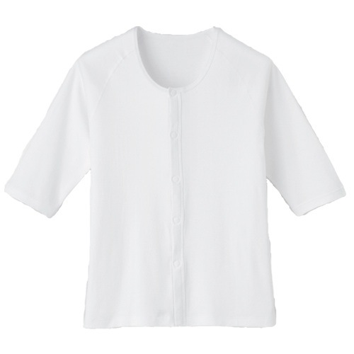 【介護】【入院】【片手麻痺】 ワンタッチ肌着 七分袖：マジックテープ式