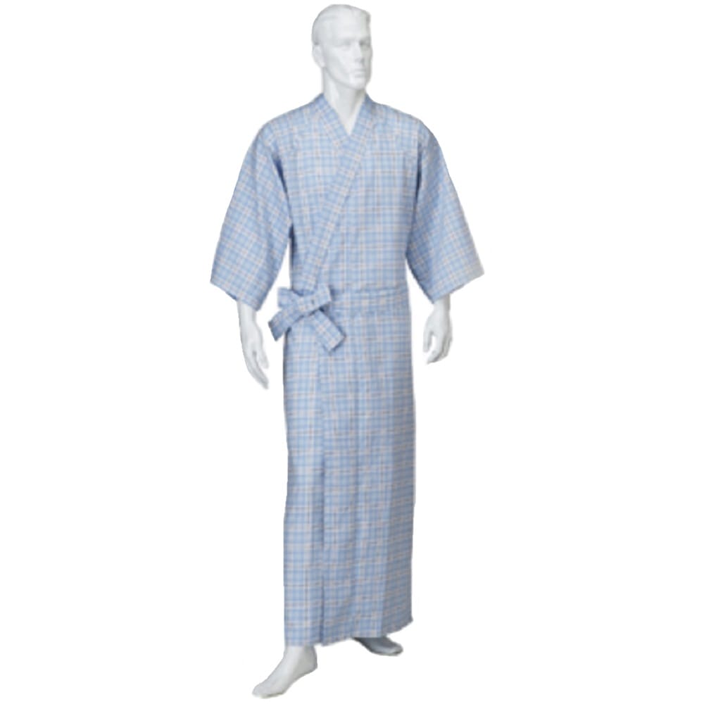 【ねまき】【パジャマ】【入院】 紳士カラーガーゼねまき：ブルー