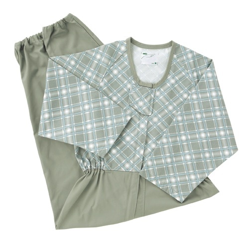 【つなぎ】【冬物】コンビネーション フルオープン型：ネルグリーン