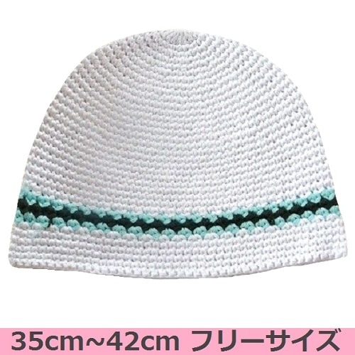 【医療用帽子】【ベビー】 100%コットン ホワイトストライプ　Sサイズ