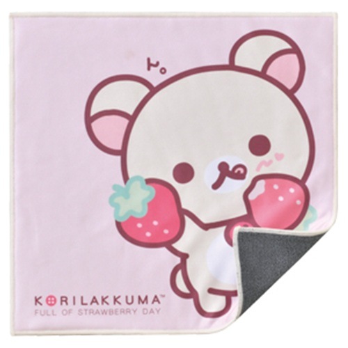 【メガネ拭き】 ハンカチメガネ拭き DOCHIMO 21x21cm コリラックマ イチゴ