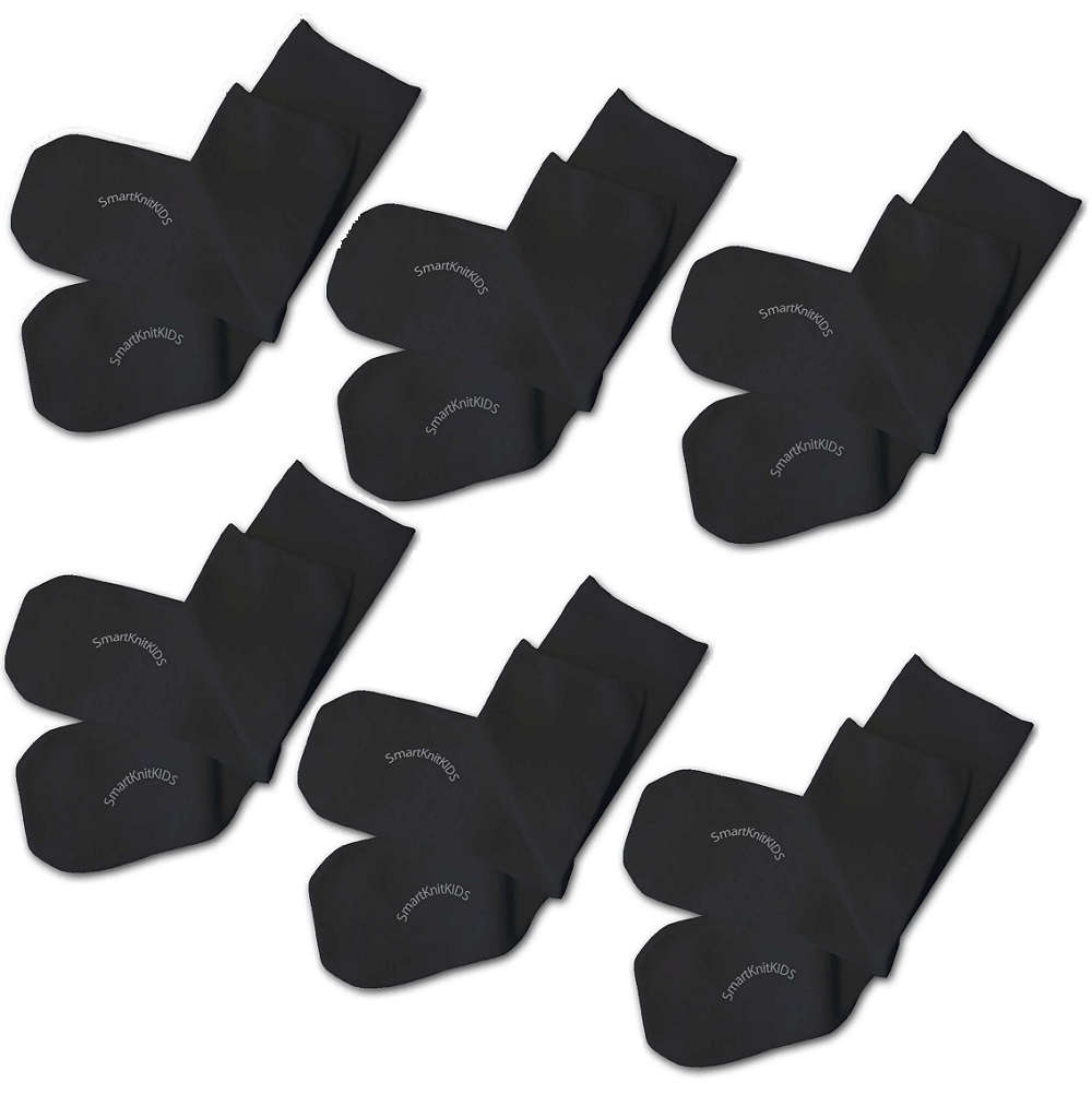 【感覚・触覚過敏症】【敏感肌】 肌に触れる縫い目ゼロ シームレスキッズソックス ブラック 6足組