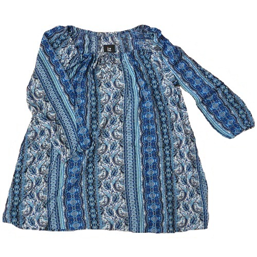 【車いす】【7分袖】 スクープネックトップス:トルコブルー