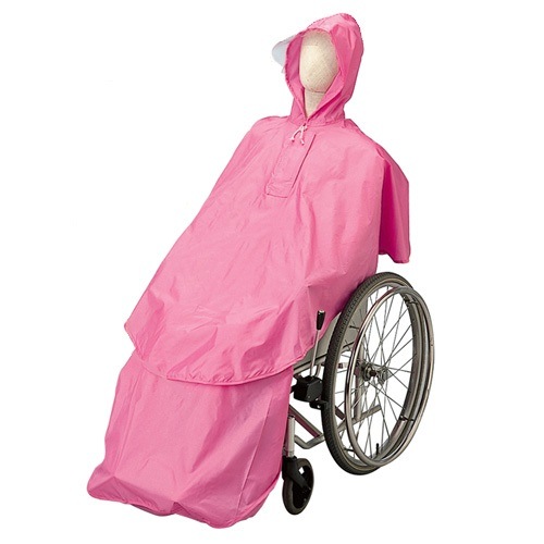 【車椅子用】 レインコート： ケアレイン セパレートタイプ 上下セット ピンク