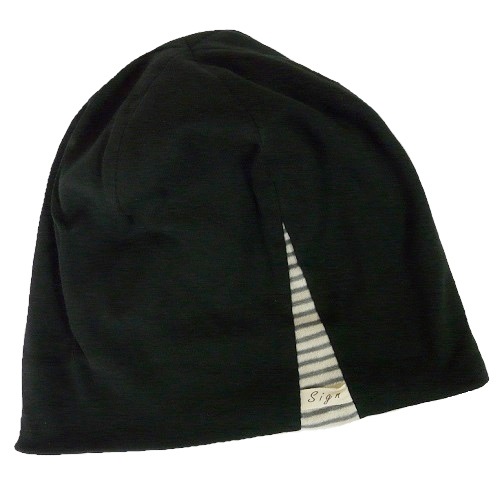 【抗がん剤治療】【医療用帽子】【ケア帽子】 エココンビシャロット：黒Xボーダー