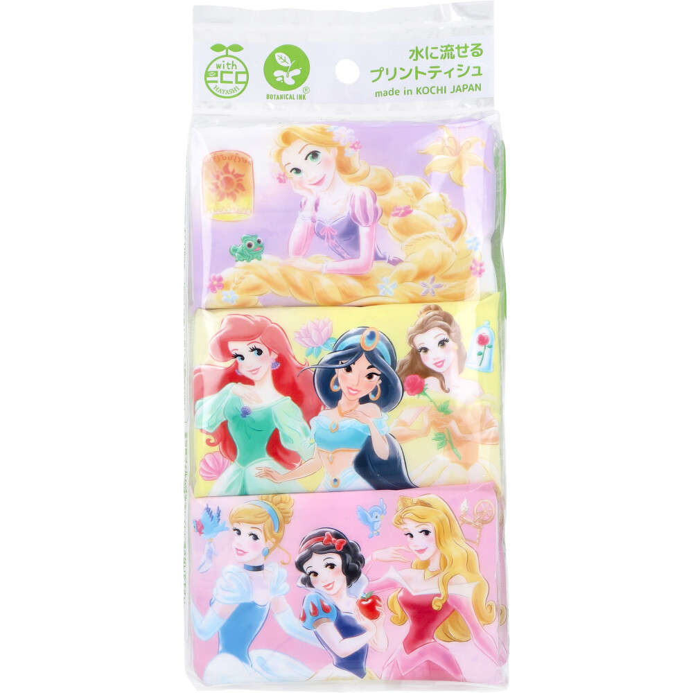 【ポケットティッシュ】ディズニープリンセス 水に流せるプリントティシュ 16枚(8組)×6個入