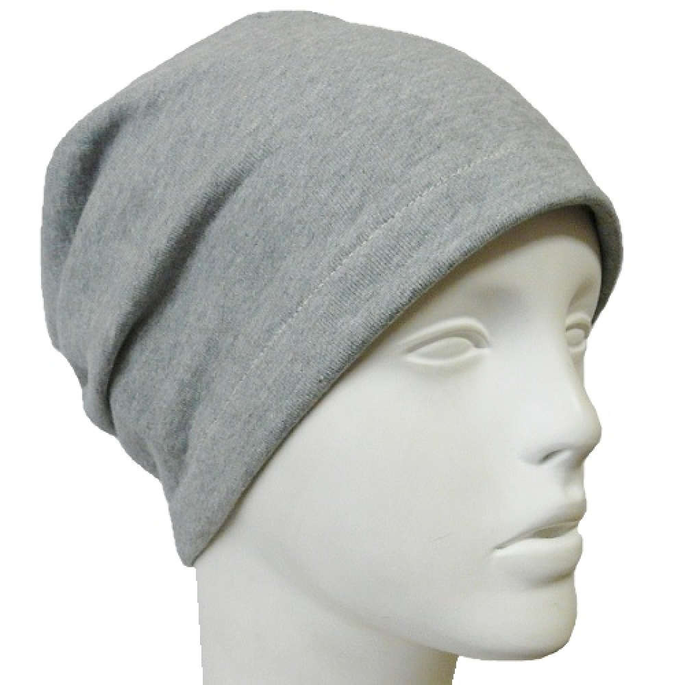 【抗がん剤治療】【医療用帽子】【ケア帽子】 裏毛シングルビーニー：グレー