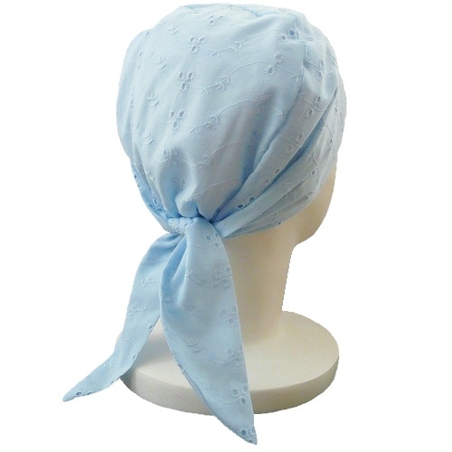 【医療用帽子】【キッズ】 スカーフタイプ:ブルーフラワー