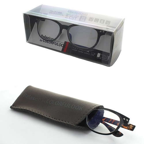 【PCメガネ】 ブルーライトカット パソコングラス リラクションBYカラフルック:ブラック