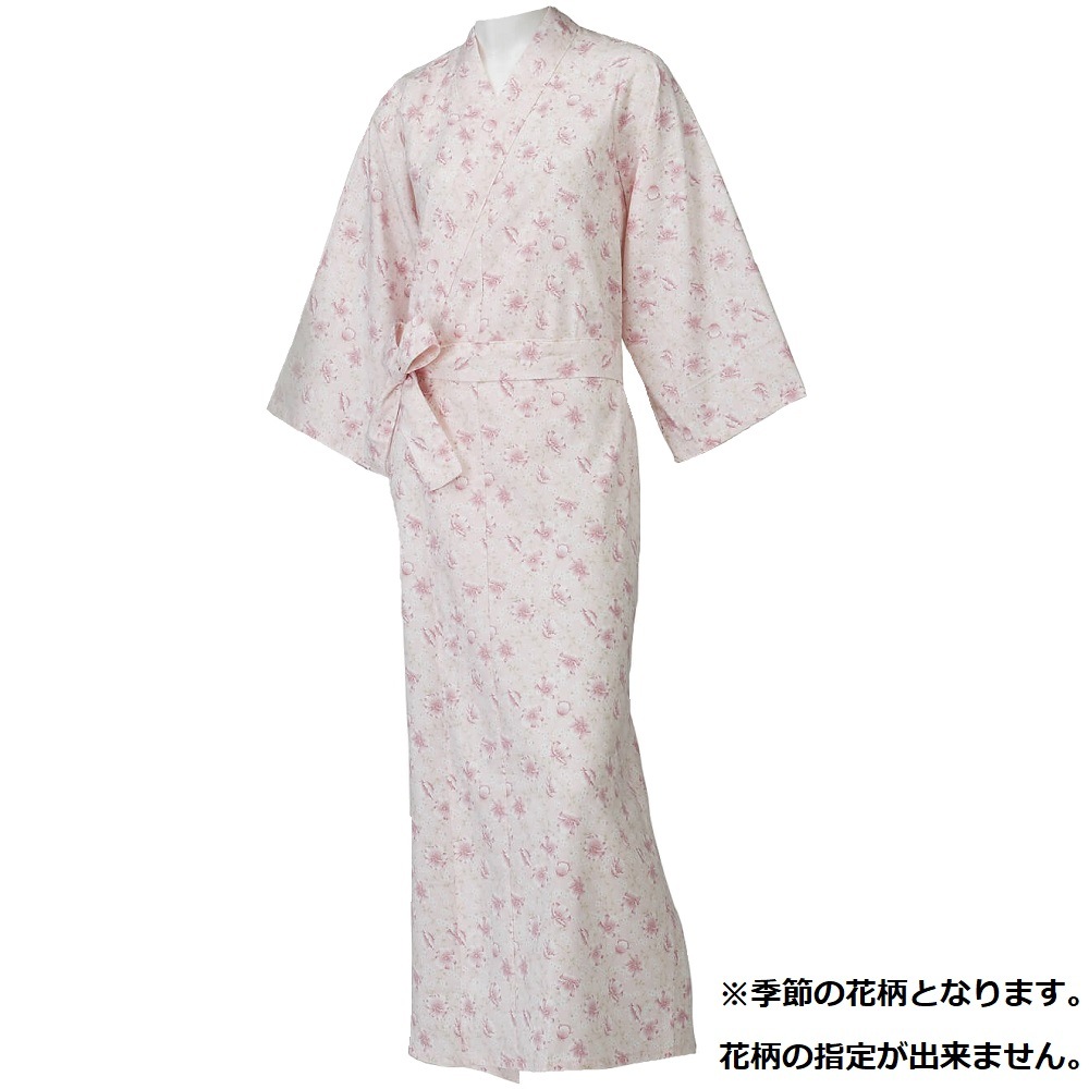 【ねまき】【パジャマ】【入院】 婦人カラーガーゼねまき：ピンク