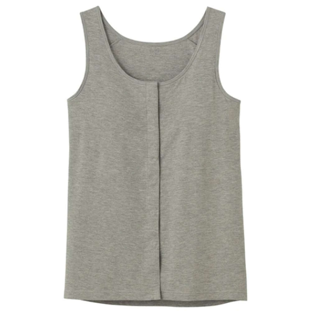 【乳がん】【乳房切除】【敏感肌】パッド付前開きインナー タンクトップ：グレー
