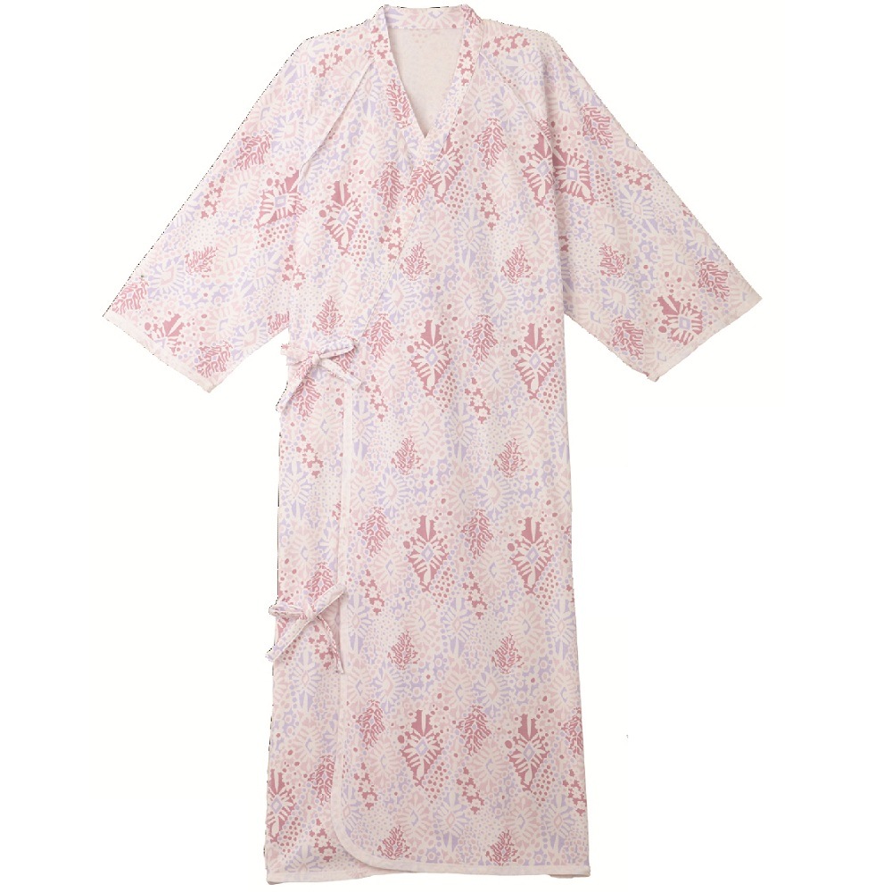 【ねまき】【入院】【介護】【男女兼用】 ケアねまき：メリヤスタイプ ファニーピンク