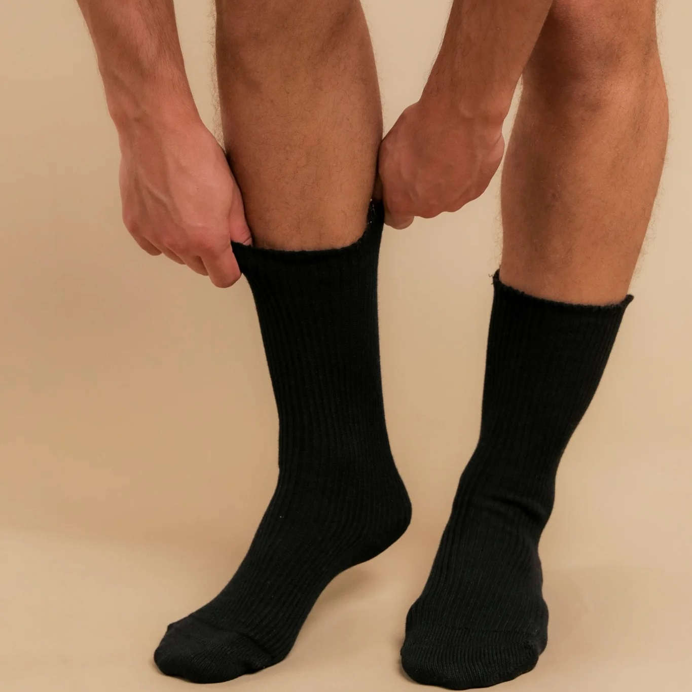 100%オーガニックコットン コトニーク ゴムなしエリートソックス 2足セット：ブラック
