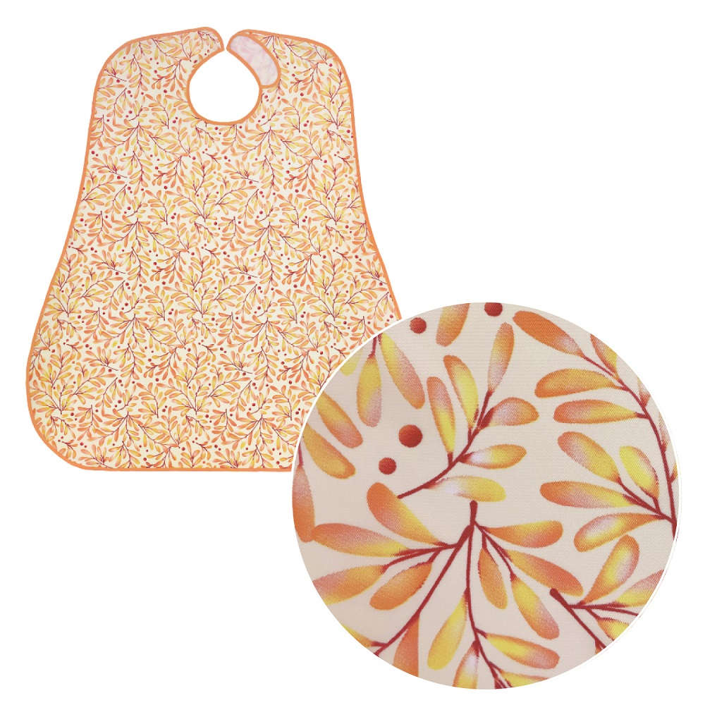 【介護エプロン】 食事用エプロン：リーフオレンジ