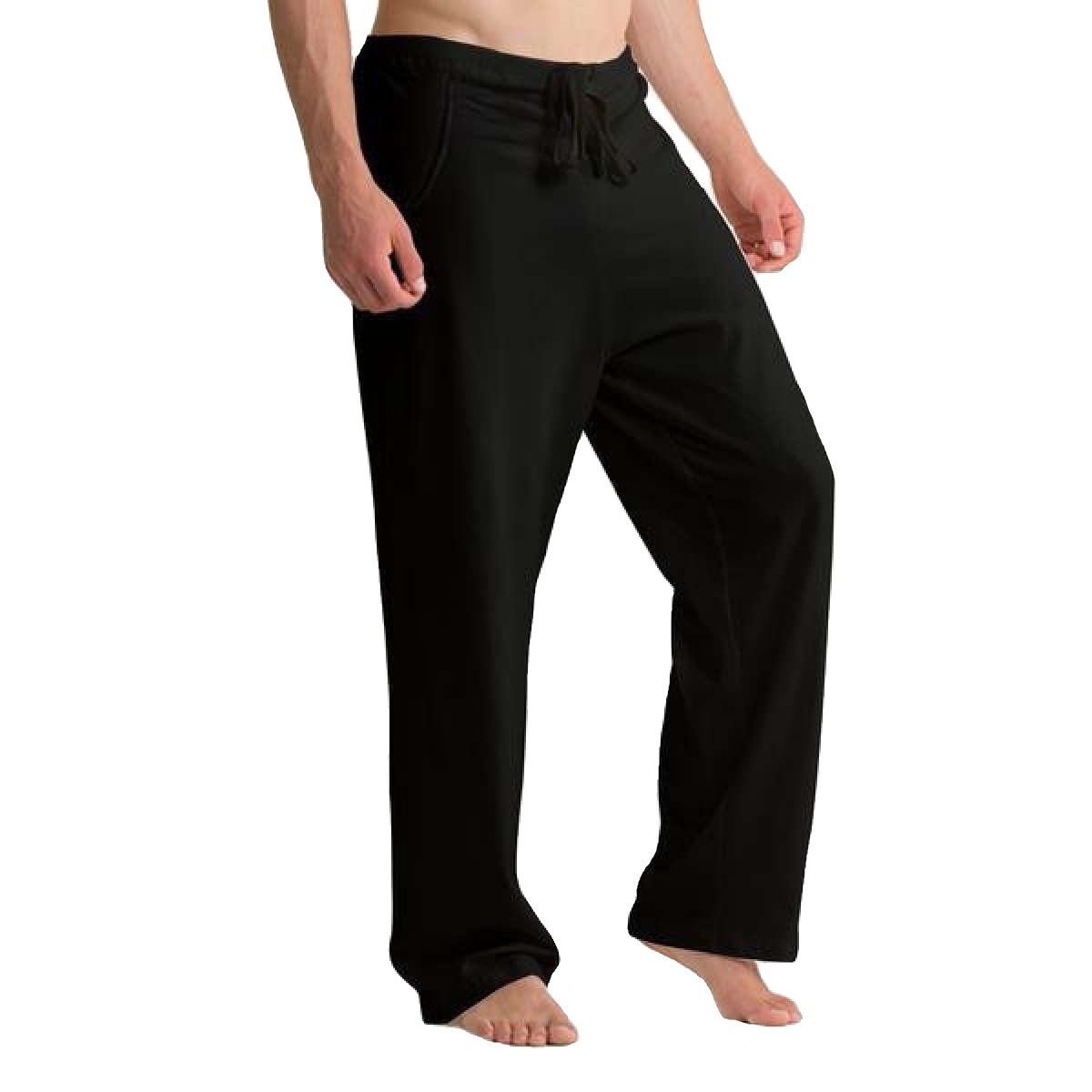 100%オーガニックコットン コトニーク メンズ パジャマ ストリングパンツ：ブラック