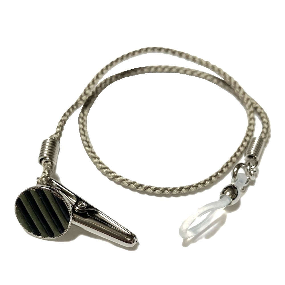 【片耳用】日本製 ソリスタ 補聴器落下防止アクセサリー シルクストラップ ：グレー