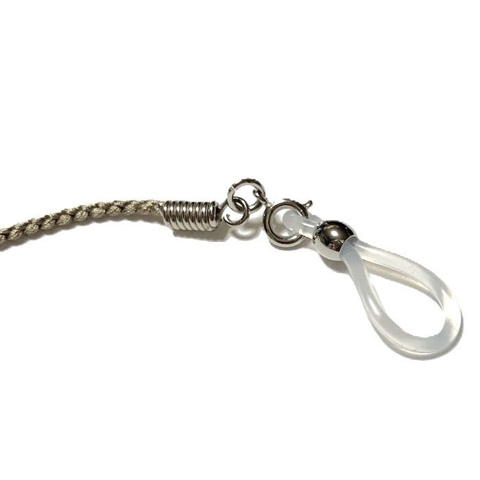 【片耳用】日本製 ソリスタ 補聴器落下防止アクセサリー シルクストラップ ：グレー