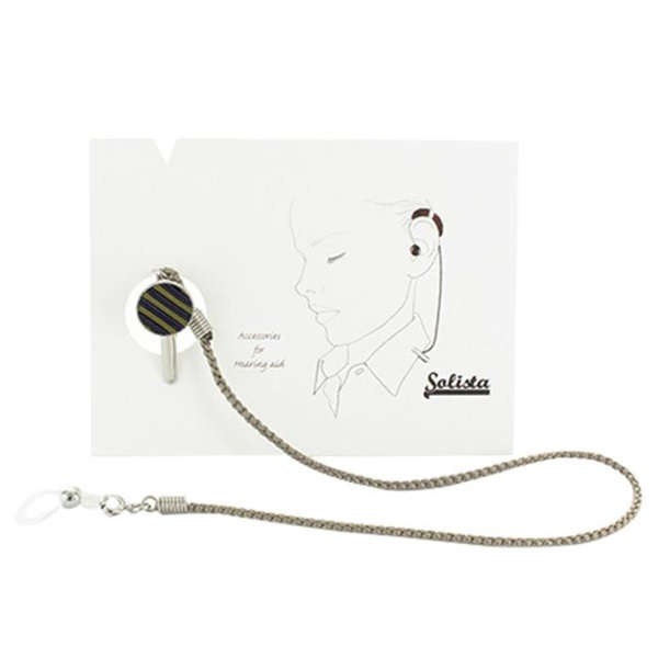 【片耳用】日本製 ソリスタ 補聴器落下防止アクセサリー シルクストラップ ：グレー