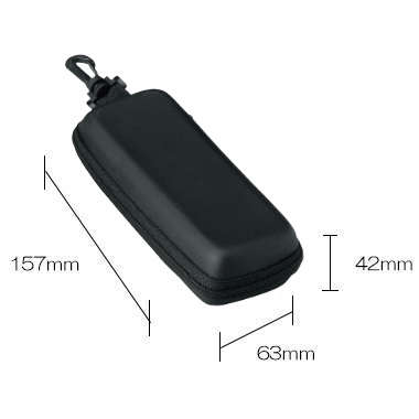 【メガネケース】 ウレタンセミハードケース フック付き 大きめサイズ：マットブラック