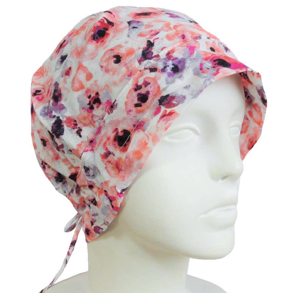 【抗がん剤治療】【医療用帽子】【ケア帽子】 あすなろ冷感ロール：レッドフラワー
