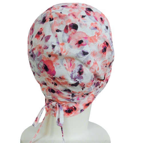 【抗がん剤治療】【医療用帽子】【ケア帽子】 あすなろ冷感ロール：レッドフラワー