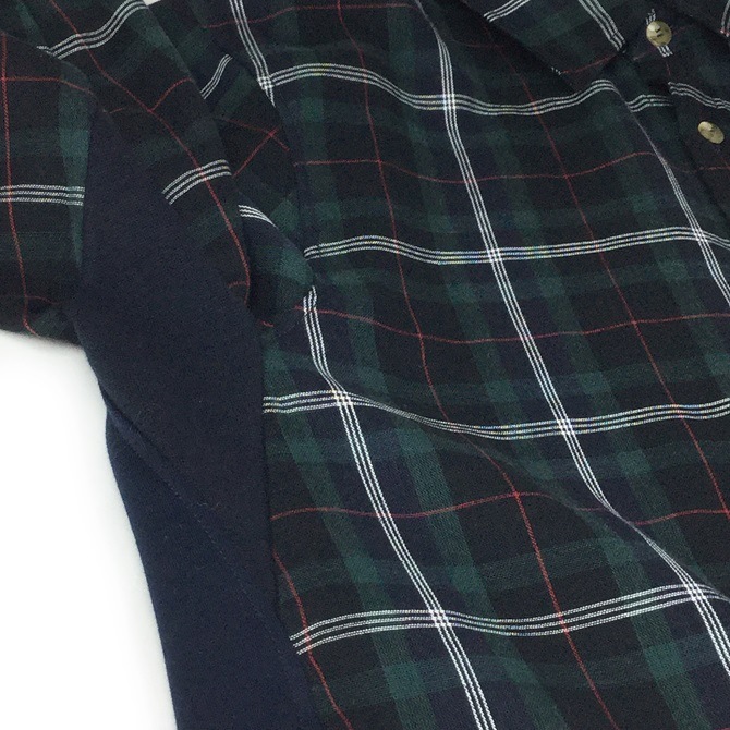 【プレミアム介護ウェア】 ダブルガーゼチェック バックニットシャツ／紳士