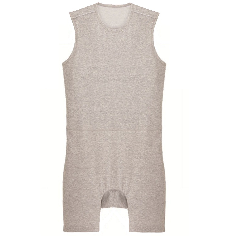 【介護】【入院】 TスーツII 左肩開きロンパス型:モクグレー