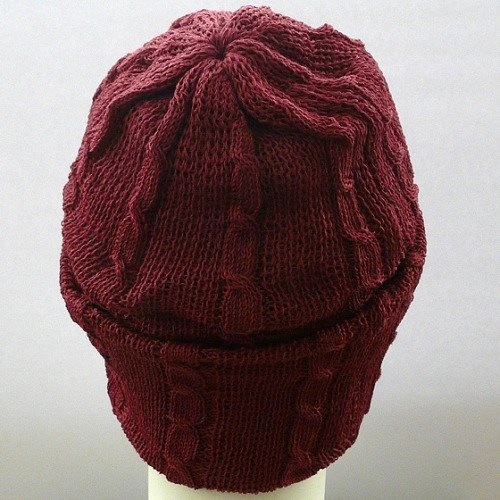 【抗がん剤治療】【医療用帽子】【ケア帽子】 大杉ニットルームキャップ：４型 エンジ