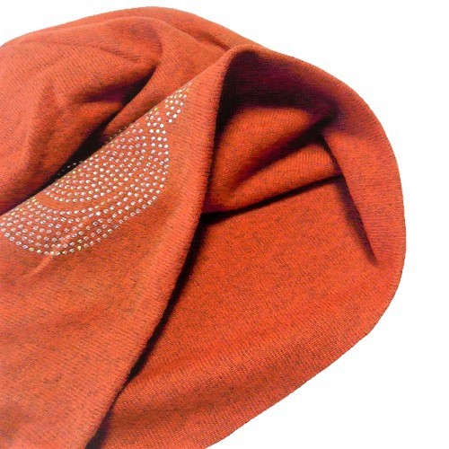 【抗がん剤治療】【医療用帽子】【ケア帽子】 ローズラインストーンキャップ：オレンジ