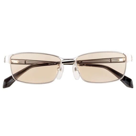 【白内障】 白内障用 紳士スクエアグラス ブラウン25％：シルバーフレーム