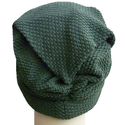 【抗がん剤治療】【医療用帽子】【ケア帽子】 大杉ニットルームキャップ：６型 グリーン