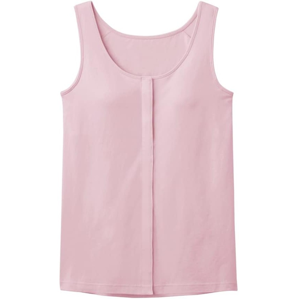 【乳がん】【乳房切除】【敏感肌】パッド付前開きインナー タンクトップ:スモークピンク