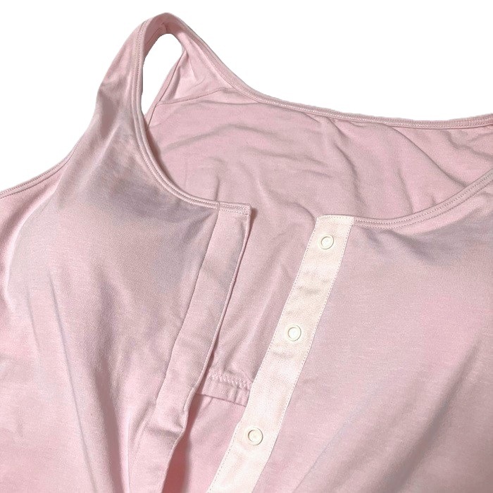 【乳がん】【乳房切除】【敏感肌】パッド付前開きインナー タンクトップ:スモークピンク